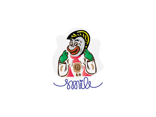 The word of Smile with clown logo