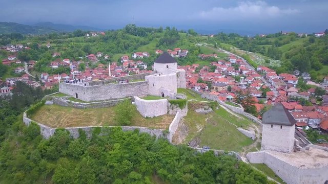 Tesanj castle flying through and pass
