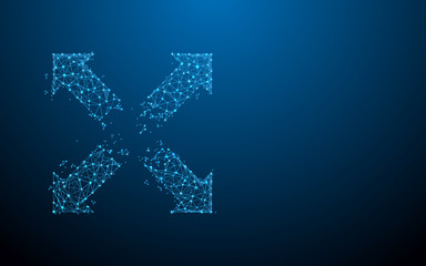 Extend, resize and Cross arrow sign form lines, triangles and particle style design. Illustration vector