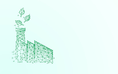 factory icon form lines, triangles and particle style design. Illustration vector © pickup