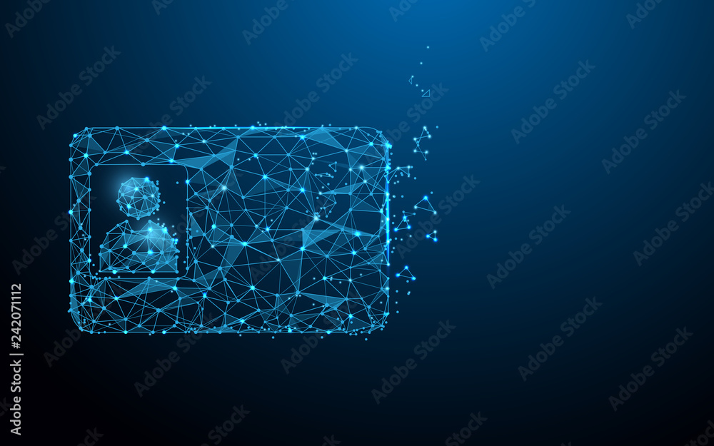 Wall mural smart id card form lines, triangles and particle style design. illustration vector