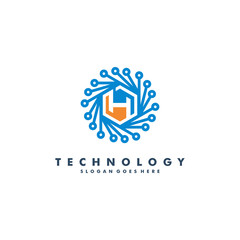 Letter H technology logo template vector illustration