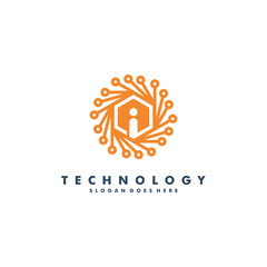 Letter I technology logo template vector illustration