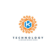 Letter K technology logo template vector illustration
