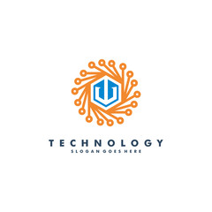Letter W technology logo template vector illustration