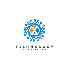 Letter X technology logo template vector illustration