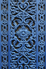 Decorative window metal door with a flower