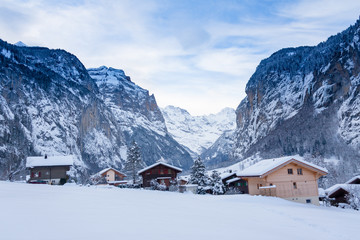 Snow and Villages in Switzerland