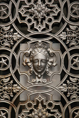 Decorative window metal door with a face