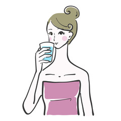 水　飲む　女性　余白　水分補給