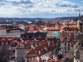 Fototapeta na wymiar Prague cityscape with charles bridge and vltava river : czech republic