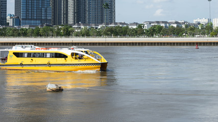 public water boat taxi on the river