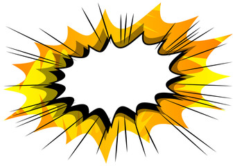 Vector illustrated retro comic book background with big blank explosion bubble, pop art vintage style backdrop.