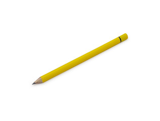 Yellow pencil single isolated on white background