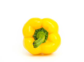 Fresh yellow peppers isolated on white background.