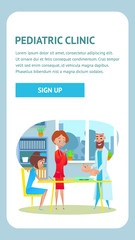 Pediatric Clinic Vector Cartoon. Baby Boy Weighing