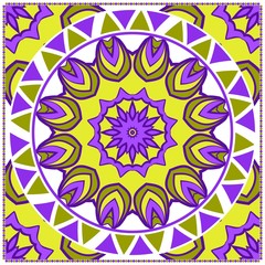 Decorative Colorful Floral Ornament With Decorative Border. Ethnic Decoration. For Fashion Print, Bandanna, Tablecloth, Neck Scarf. Vector illustration