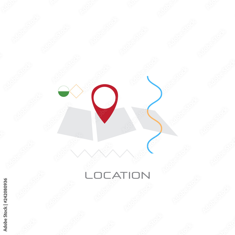 Poster map navigation app geo tag location position concept line style isolated
