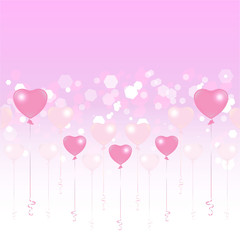 Valentines Day light pink and pink balloons on light pink background