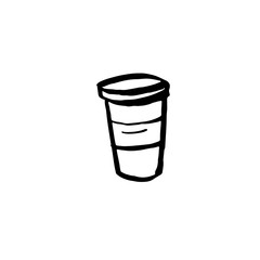 Coffee cup grunge icon. Vector cardboard mug.