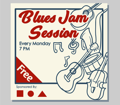 Blues Jam Hand Draw Poster