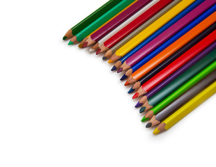 colorful pencils on white background