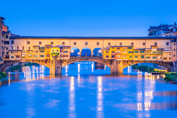 Florence, Tuscany, Italy - Ponte Vecchio and Palazzo Vecchio