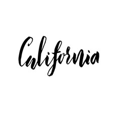 Fototapeta na wymiar California, USA. Typography dry brush lettering design. Hand drawn calligraphy poster. Vector illustration.