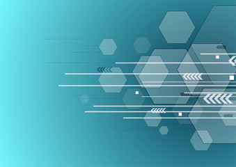 Fototapeta premium Technology background with arrows and hexagons