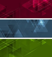 Abstract tech geometric polygonal banners design