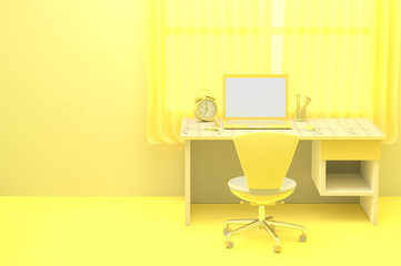 minimal idea concept, Laptop  mock-up with business card.