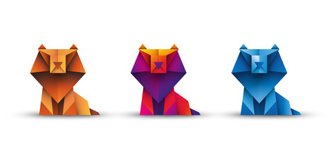 lwy origami wektor - obrazy, fototapety, plakaty