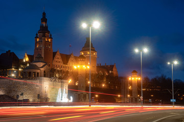 Fototapeta na wymiar Night of Old Town in Szczecin (Stettin) City