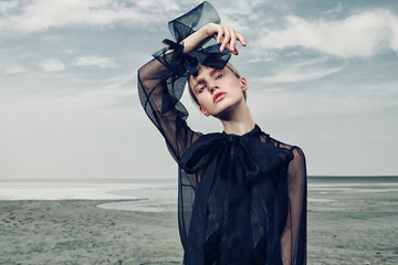 sheer black chiffon blouse