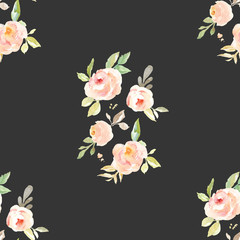 Vintage Painted Floral Pattern Background. Seamless Flowers Background for Fashion Design