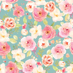 Vintage Painted Floral Pattern Background. Seamless Flowers Background for Fashion Design