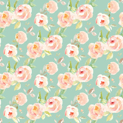 Vintage Painted Floral Pattern Background. Seamless Flowers Background for Fashion Design