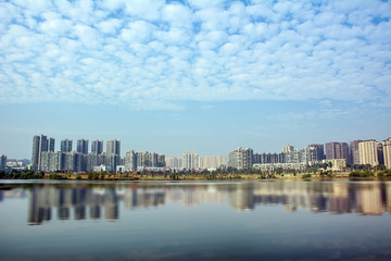 Naklejka premium Real estate development on the edge of Changsha West Lake Park