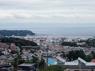 City scape of Otaru, a port and tourist city on Hokkaido, Japan.