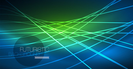 Neon glowing magic background, neon banner, night sky wallpaper. Magic light effect. Christmas abstract pattern.