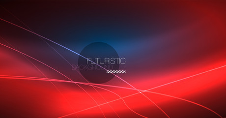 Neon glowing magic background, neon banner, night sky wallpaper. Magic light effect. Christmas abstract pattern.