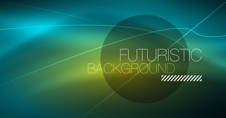 Digital technology abstract background - neon geometric design. Abstract glowing lines. Colorful techno background. Futuristic shape.