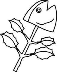 Sardine and holly charm outline