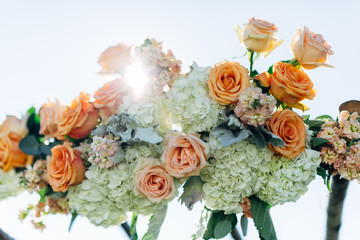 bouquet of flowers with sun shining through