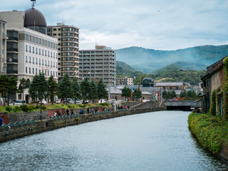 Obraz premium Otaru Canal (Otaru Unga) a central part of the city's busy port. Beautiful landmark in Hokkaido.