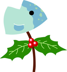 Sardine and holly charm with nuts