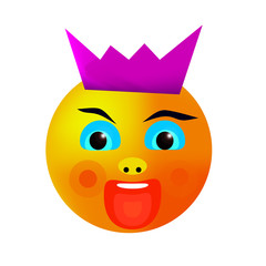 Character with emotion and pink crown