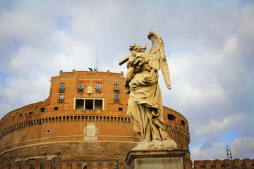 Bernini's marble statue of angel from the Sant'Angelo Bridge in Rome, Italy