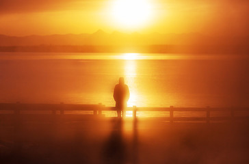 Fototapeta premium Man on the lake