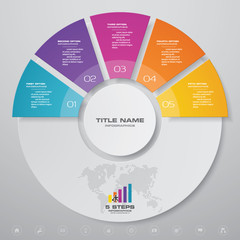 5 steps half cycle chart infographics elements. EPS 10.	